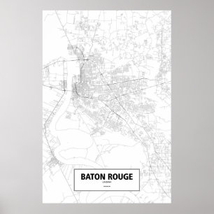 Poster Baton Rouge, Louisiane (noir sur blanc)