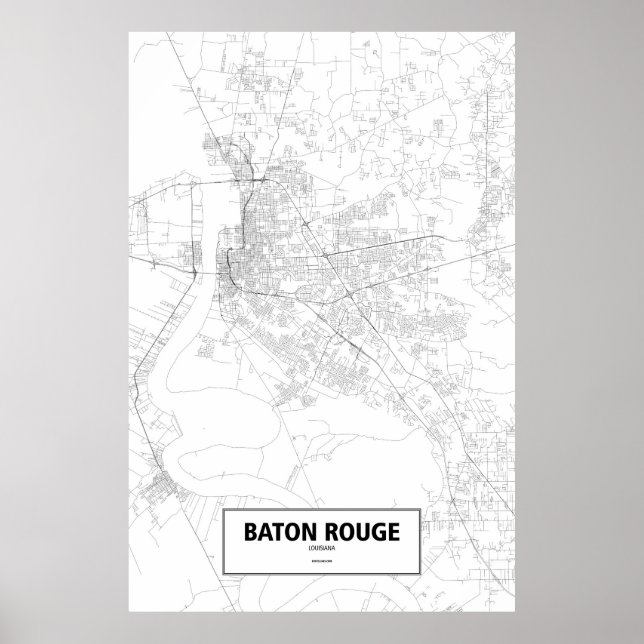 Poster Baton Rouge, Louisiane (noir sur blanc) (Devant)