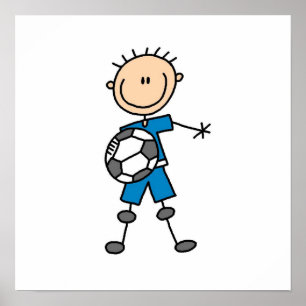 Poster Bâton Uniforme Bleu Boy Figurine Joueur de footbal