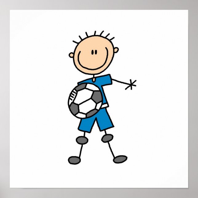 Poster Bâton Uniforme Bleu Boy Figurine Joueur de footbal (Devant)