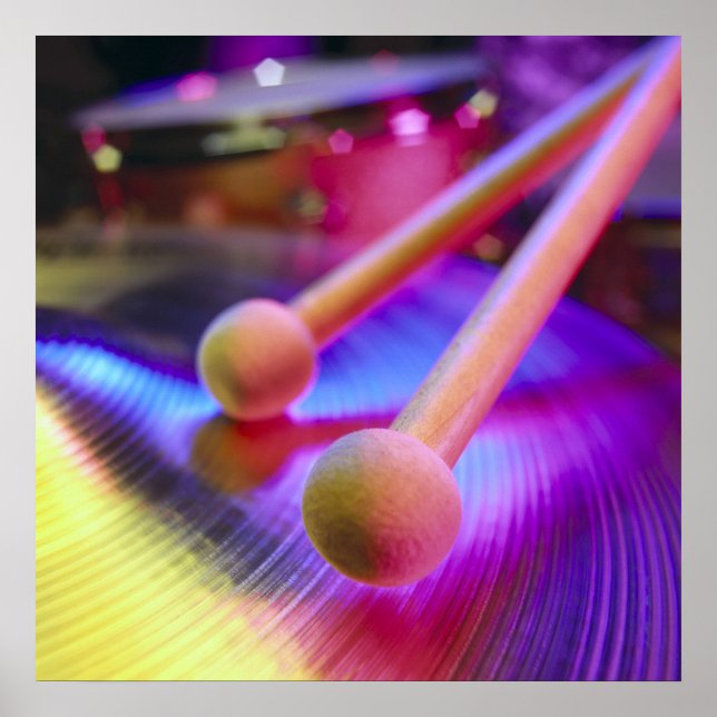 Poster Bâtons à tambour à cymbales et à bout rond (Devant)