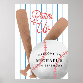 Poster Batte Up Baseball Thème Anniversaire Bienvenue