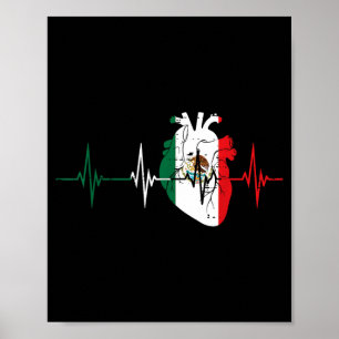 Poster Battement de coeur Cœur Drapeau Mexique Amour Homm
