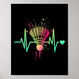 Poster Battement de coeur de badminton - Vintage Navette