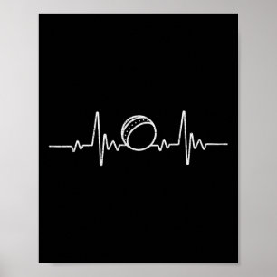 Poster Battement de coeur drôle de cricket pour joueur de