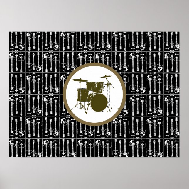 Poster batterie et guitare pour murs (Devant)