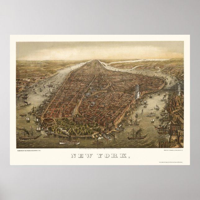 Poster Battery Park, NY Panoramic Map - 1873 (Devant)