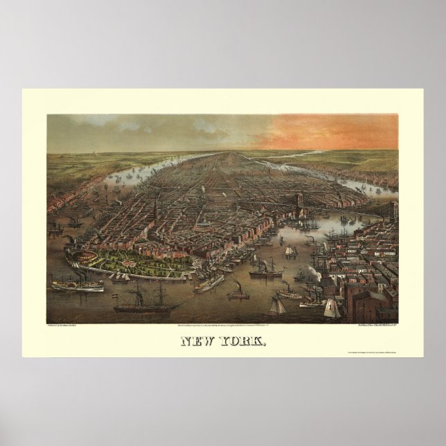Poster Battery Park, NY Panoramic Map - 1873 (Devant)