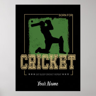 Poster Batteur de cricket né pour Joueur et entraîneur