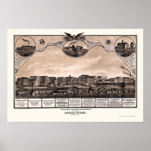 Poster Battle Creek, MI Carte panoramique - 1869
