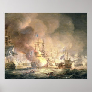 Poster Battle of the Nile, 1er août 1798 at 10pm, 1834