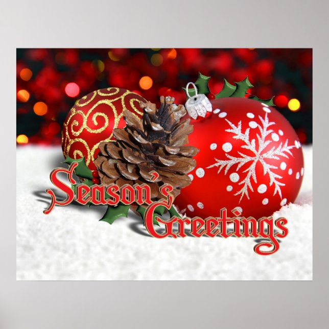 Poster Baubles et cônes de pin (Devant)