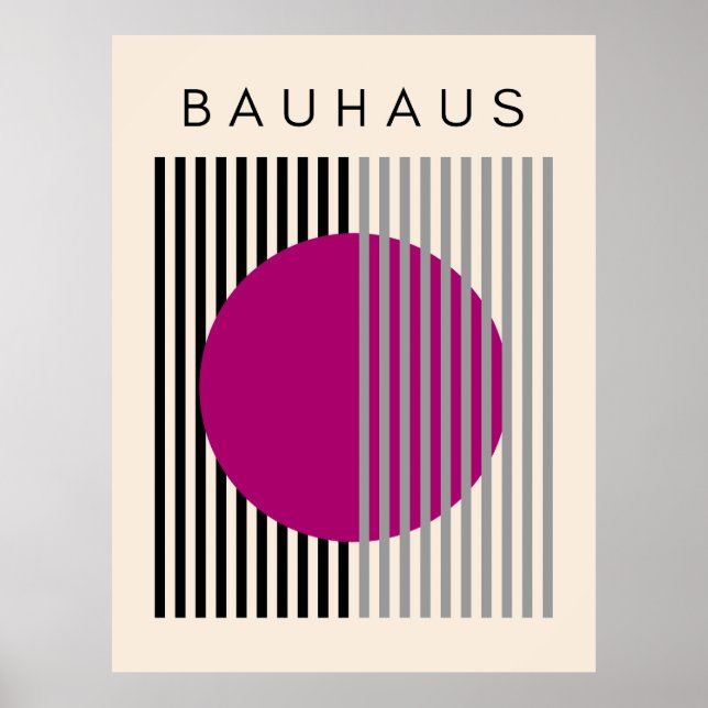 Poster Bauhaus Art Moderne Violet Cercle Stripes (Devant)