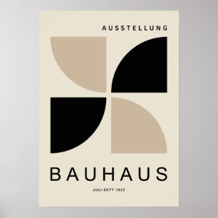 Poster Bauhaus Beige Noir Géométrique Quart de Cercle