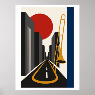 Poster Bauhaus City & Art de Trombone | Jaz Urbain Minima