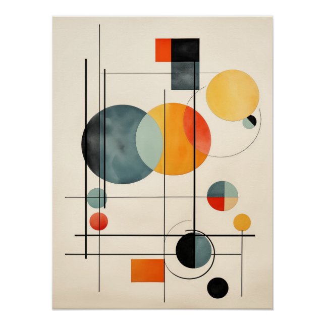 Poster Bauhaus Geometric Abstract Composition (Devant)