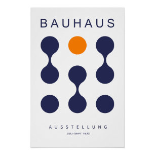 Poster Bauhaus Navy Orange Cercle Grille Art Print 1923