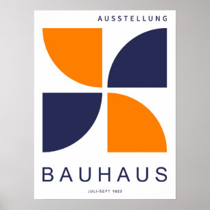 Poster Bauhaus Orange Marine Géométrique Quart de Cercle