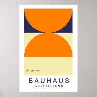 Poster Bauhaus Orange Navy Half Circle Bold Art Print