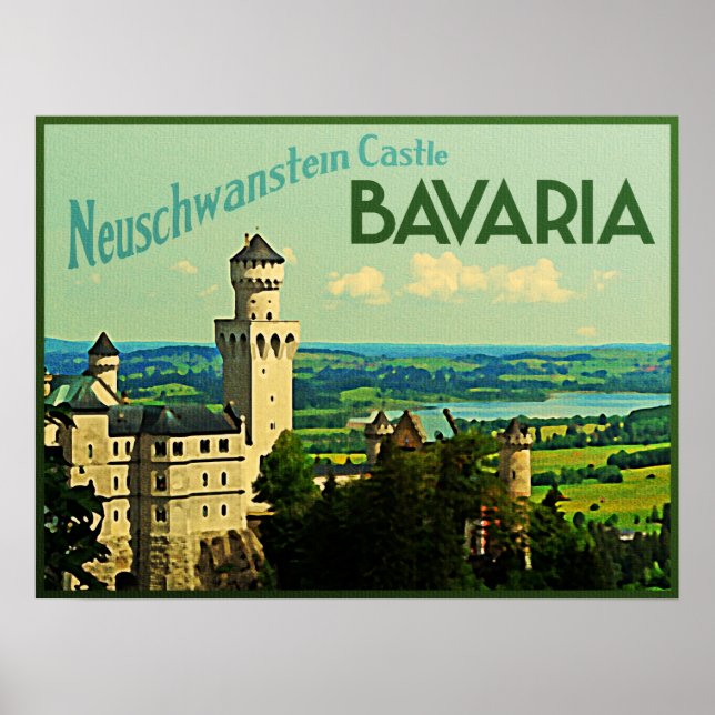 Poster Bavière Allemagne Neuschwanstein Château (Devant)
