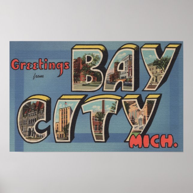 Poster Bay City, Michigan - Grandes lettres Scènes 2 (Devant)