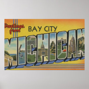 Poster Bay City, Michigan - Scènes de grandes lettres