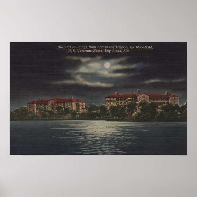 Poster Bay Pines, Floride - Lune Vue de l'hôpital (Devant)