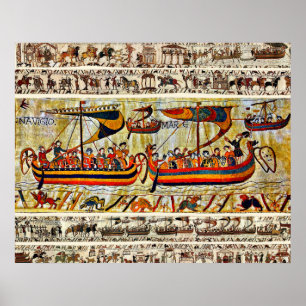 POSTER BAYEUX TAPESTRY 1066 NAVIRES VIKING