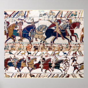 POSTER BAYEUX TAPESTRY 1066 NORMAN KNIGHTS AND ARCHERS