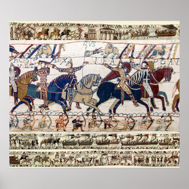 POSTER BAYEUX TAPESTRY 1066 NORMAN KNIGHTS AND ARCHERS (Devant)