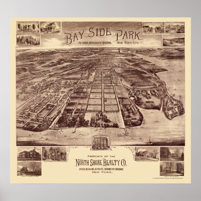 Poster Bayside Park - Queens, NY Carte panoramique - 1915 (Devant)