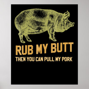 Poster BBQ   BBQ Grill Pig Funny Pork Id Fumée qui rôti
