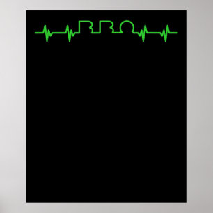 Poster BBQ BBQ Heartbeat Funny BBBQ Est Ma Ligne De Vie