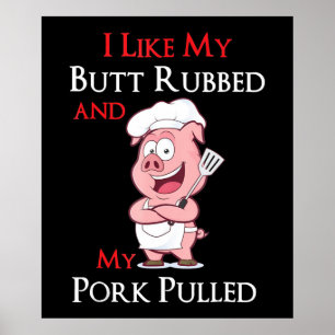 Poster BBQ BBQ J'Aime Mon Beurre Et Mon Porc Tiré