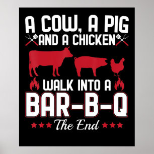 Poster BBQ   BBQ Papa Plaisanter Une Vache Un Cochon Et U