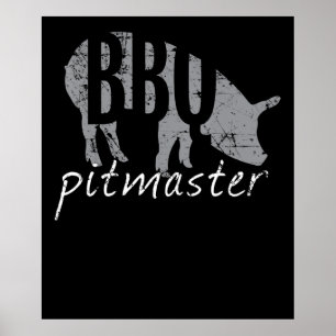 Poster BBQ   BBQ Pitmaster Pig Grill Fars Day