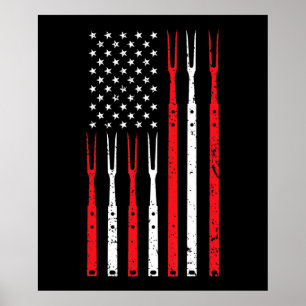 Poster BBQ   Chemise Pour Hommes Papa Cadeau Patriotique 