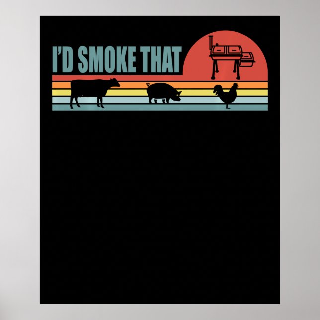 Poster BBQ Id Fumer Que Barbeque Retro (Devant)