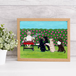 Poster BBQ Party labradors dans Azalea Garden Artwork