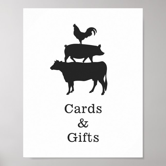 Poster BBQ Rustic Couples Baby showers cartes et cadeaux (Devant)