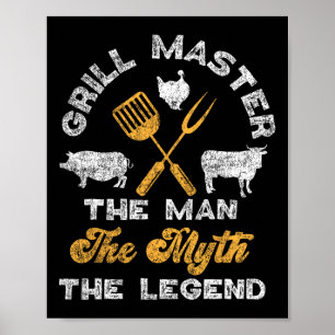 Poster Bbq Smoker Grill Maître L'Homme Le Mythe La Légend