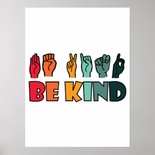 Poster Be Kind ASL American Sign Language