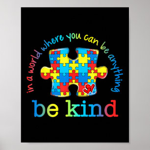 Poster Be Kind Sensibilisation sur l'autisme Puzzle Rainb