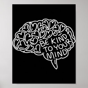 Poster Be Kind To Your Mind Mental Health Awareness Heart