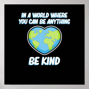 Poster Be Kind World Anti Bullying Kindness Orange Unity