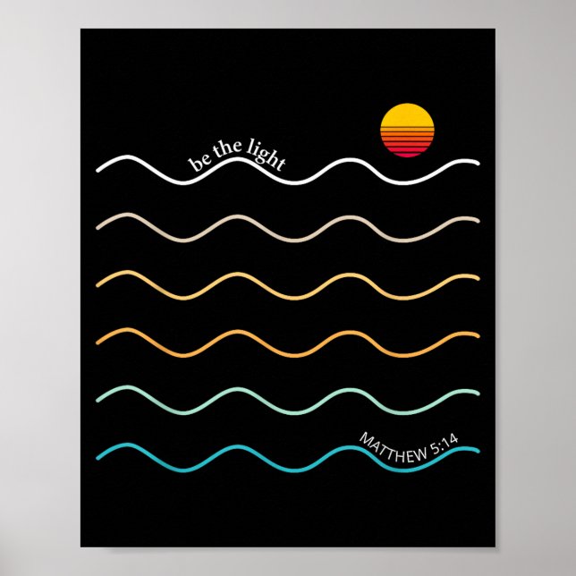 Poster Be The Light Boho Christian Bible Verse Worship Ch (Devant)