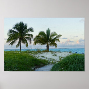 Poster Beach Boardwalk in the Bahamas at Sunset