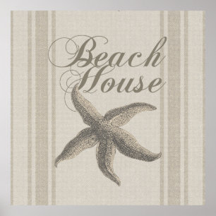 Poster Beach House Starfish Seashore