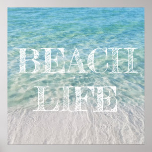 Poster Beach Life Tropical Sandy Beach Turquoise Blue