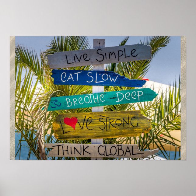 Poster Beach Ocean Live Simple Inspiration Motivation (Devant)